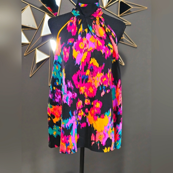 adagro Tops - Adagro Mock Neck Boho Sleeveless Top with Tie Back